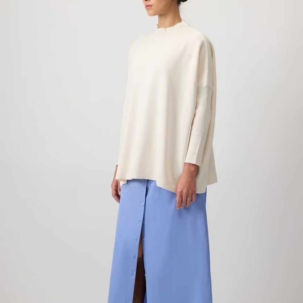 TOUCHE PRIVE Cream Oversized Drop Shoulder Knit Tunic Sweater Standard/One Size - Picture 5 of 12